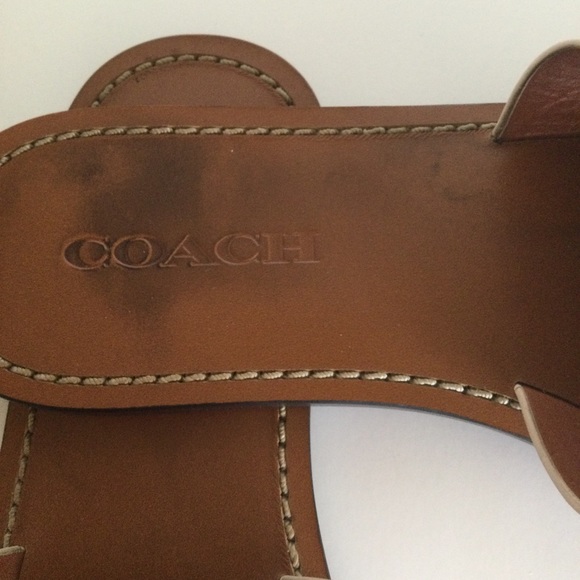 Coach Tea Rose Slip On Sandal Shoes Rivets Floral Suede Leather Size 7 cream - Picture 5 of 8